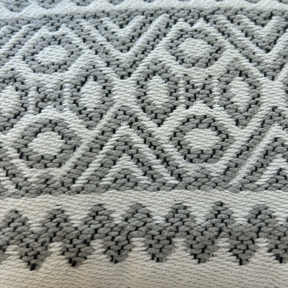 Pottery Barn pillow cover with feather insert. Tag states 20” square. Cream/gray - Picture 3 of 7